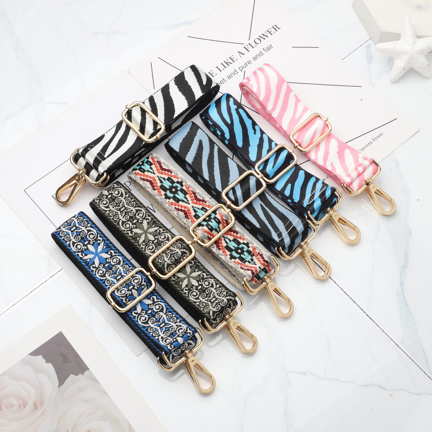 Multicolor Floral Pattern Bag Straps