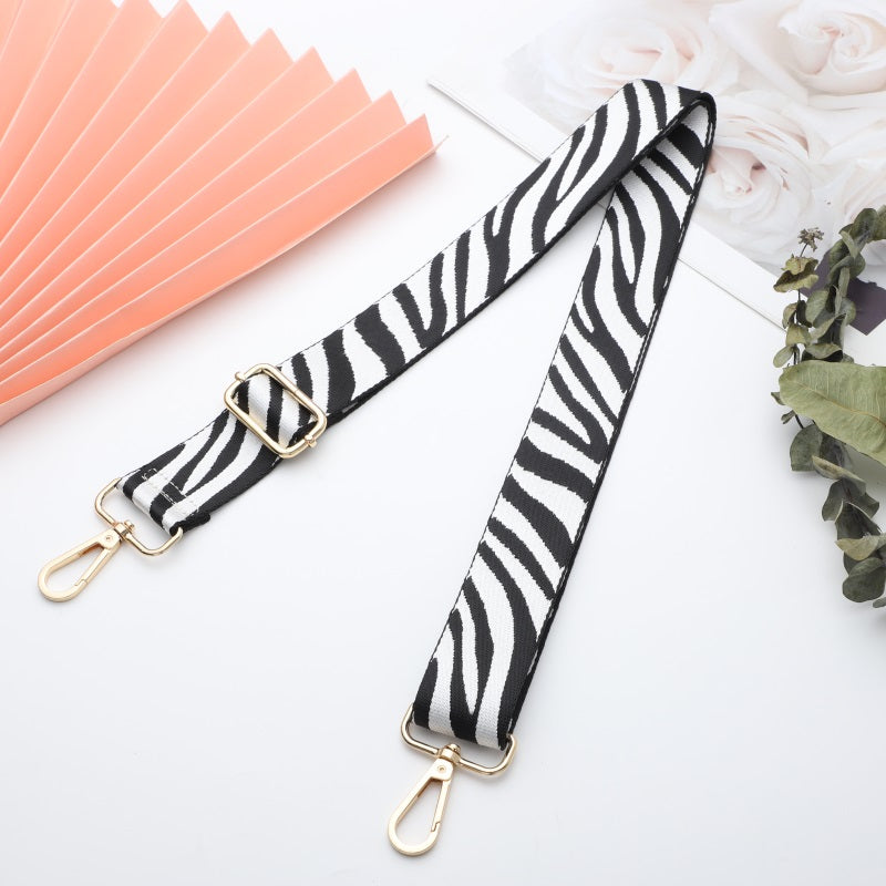 Two-tone Zebra Print Bag Shoulder Straps