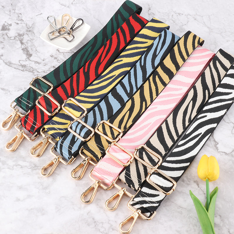 Two-tone Zebra Print Bag Shoulder Straps