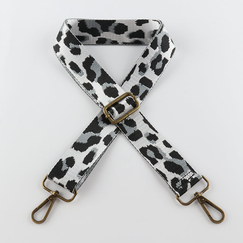 Contrasting Color Leopard Print Bronze Buckle Shoulder Straps