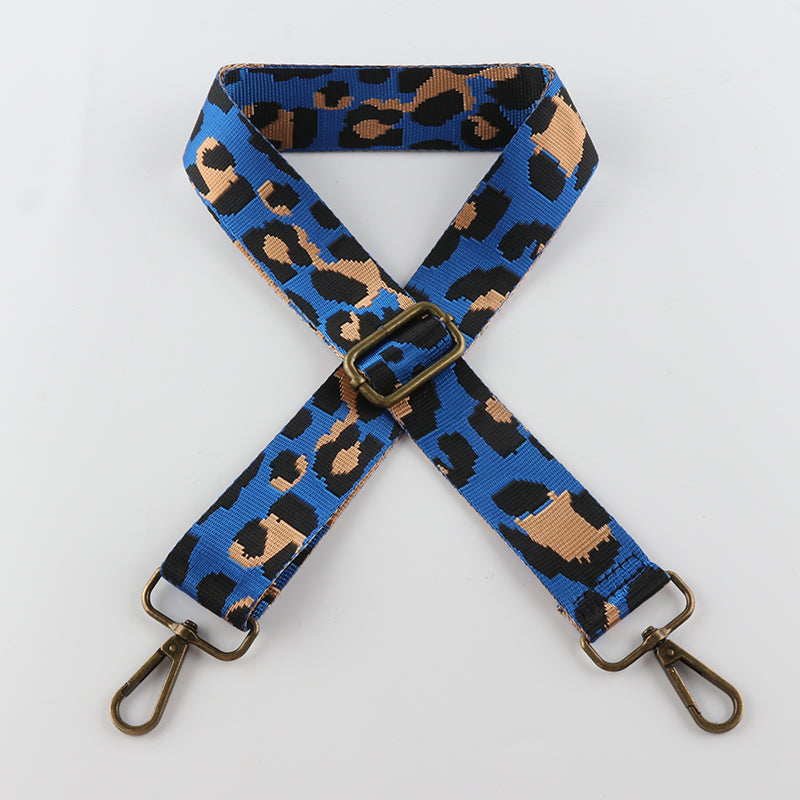 Contrasting Color Leopard Print Bronze Buckle Shoulder Straps