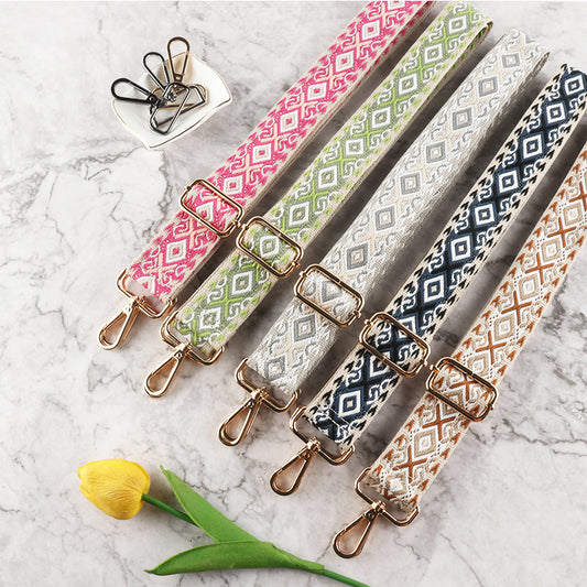 Contrast Diamond Print Bag Strap