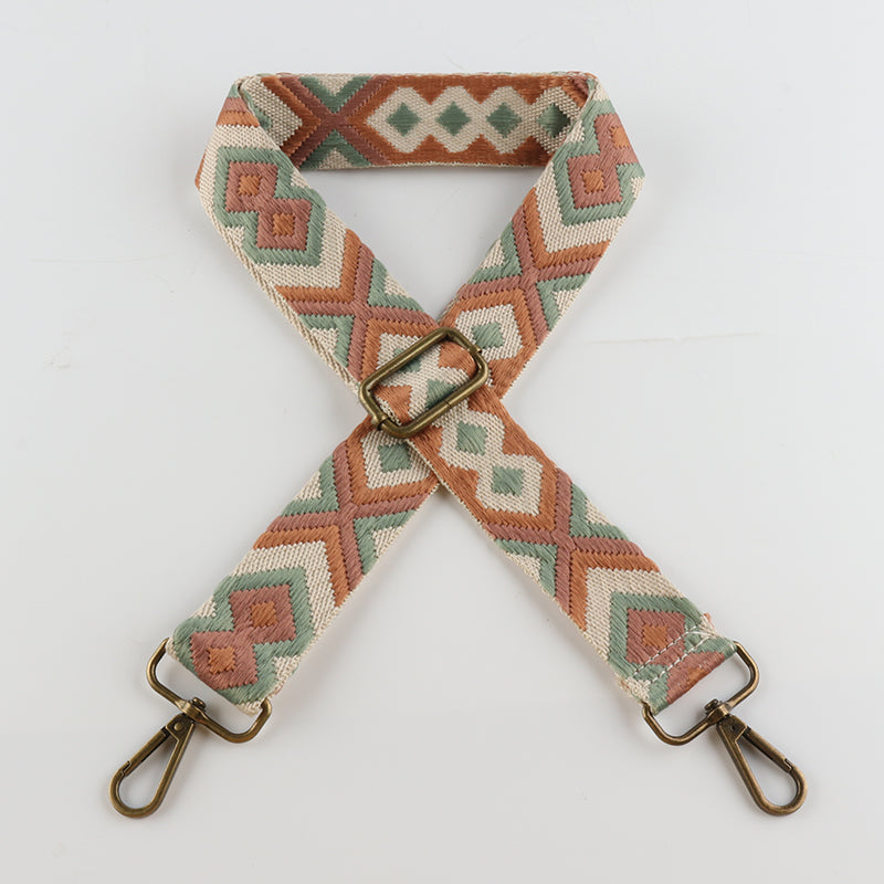 Multi-color Diamond Pattern Bronze Buckle Shoulder Straps
