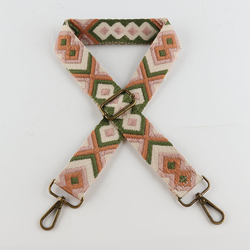 Multi-color Diamond Pattern Bronze Buckle Shoulder Straps