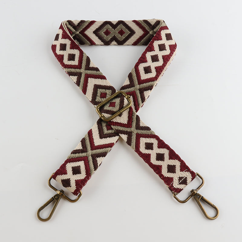 Multi-color Diamond Pattern Bronze Buckle Shoulder Straps