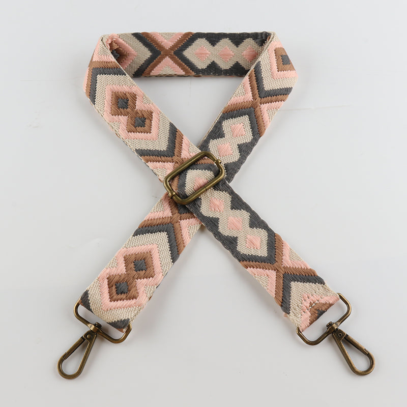 Multi-color Diamond Pattern Bronze Buckle Shoulder Straps