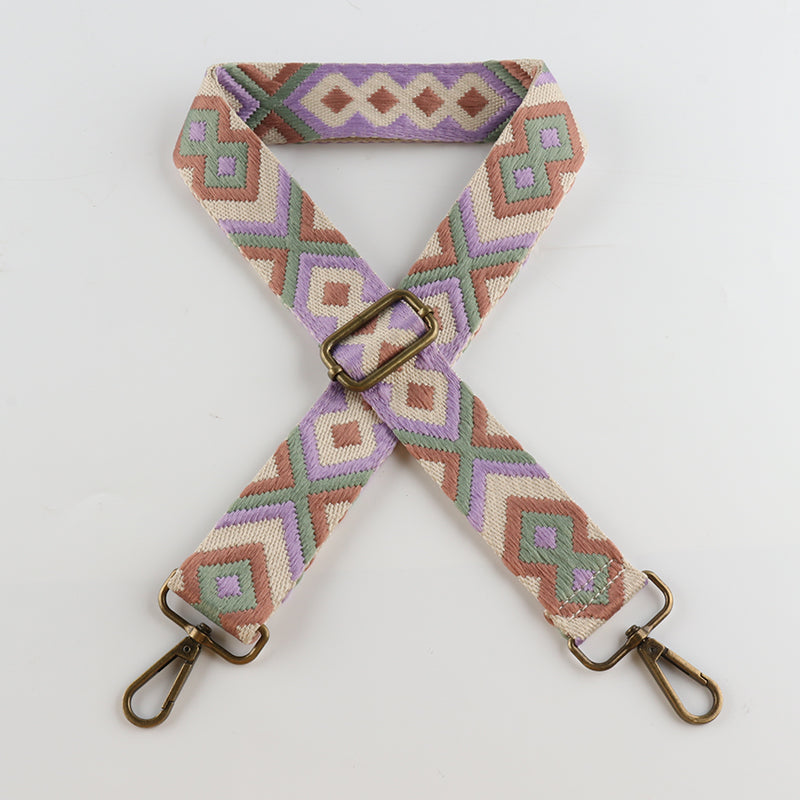 Multi-color Diamond Pattern Bronze Buckle Shoulder Straps
