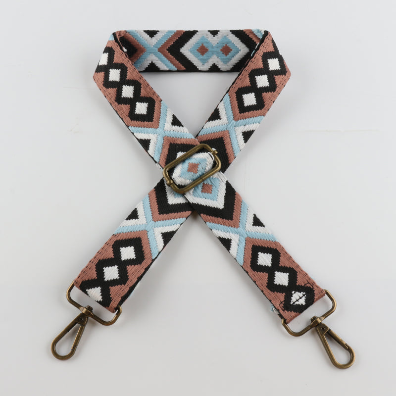 Multi-color Diamond Pattern Bronze Buckle Shoulder Straps