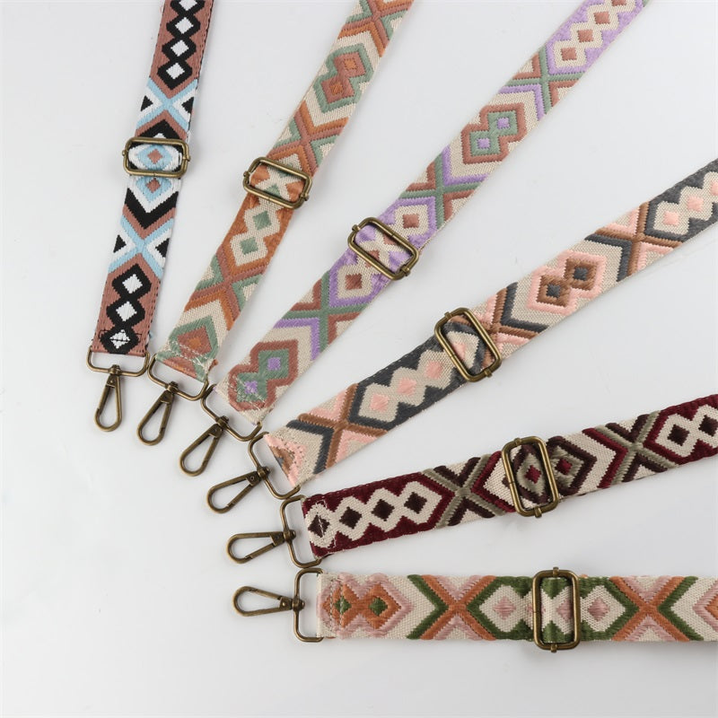 Multi-color Diamond Pattern Bronze Buckle Shoulder Straps