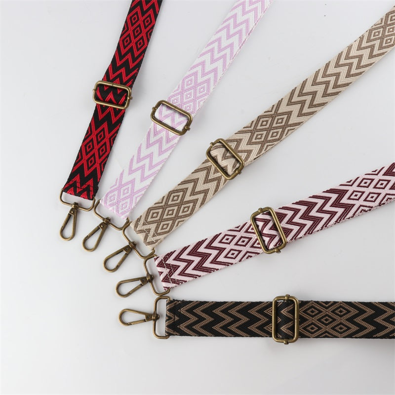W Character Grain Bronze Buckle Shoulder Straps