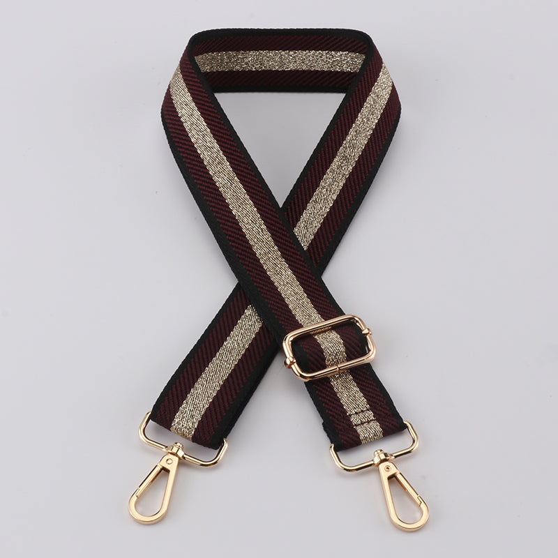 Striped Gold Silk Sandwich Solid Color Bag Strap
