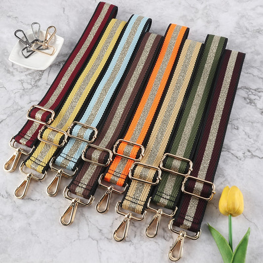 Striped Gold Silk Sandwich Solid Color Bag Strap