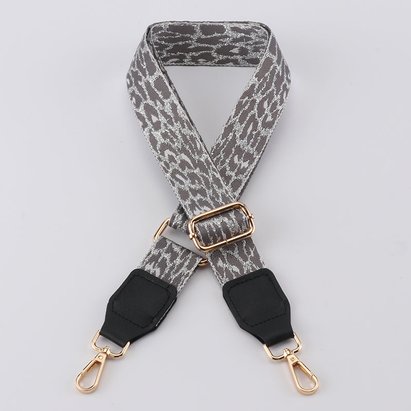Gold Silk Leopard Bag Strap with Leather Head