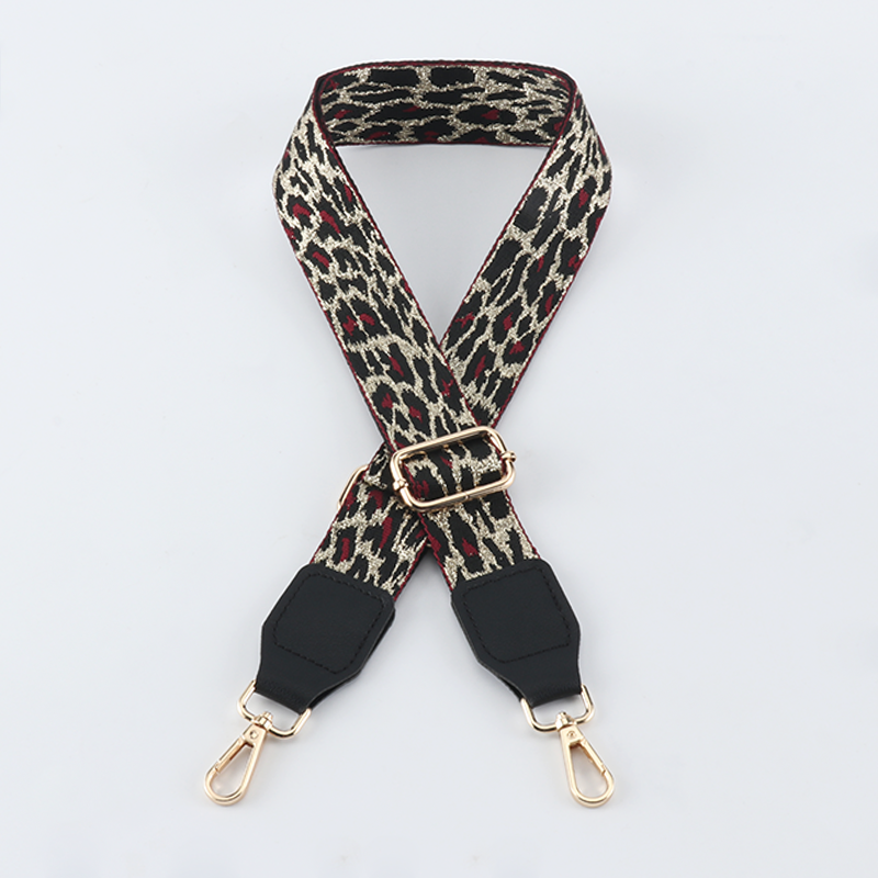 Gold Silk Leopard Bag Strap with Leather Head