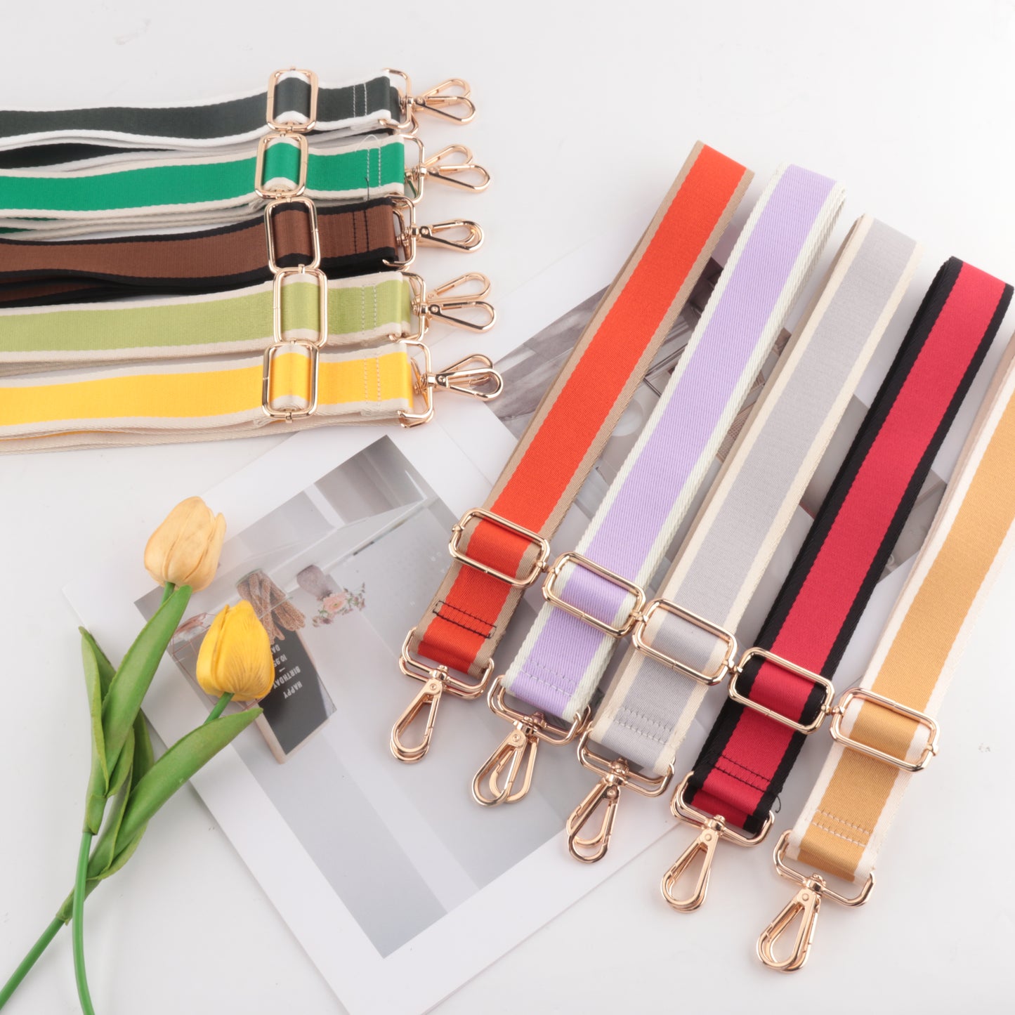 Colorful white edge Bag Shoulder Strap