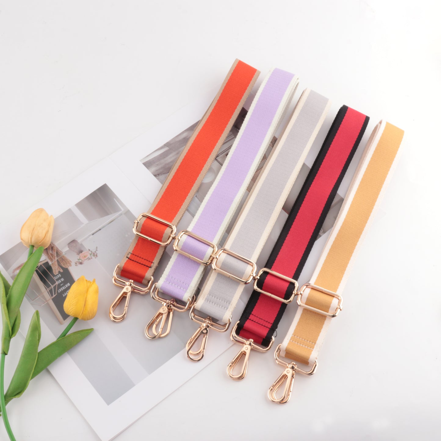 Colorful white edge Bag Shoulder Strap
