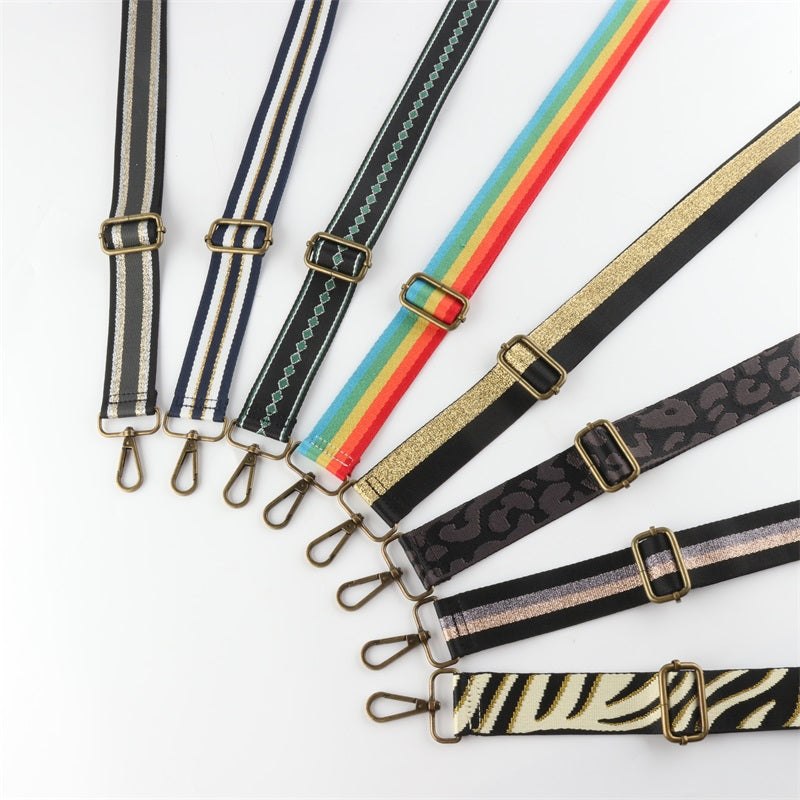 Multicolor Different Styles Stripes Bronze Buckle Shoulder Straps