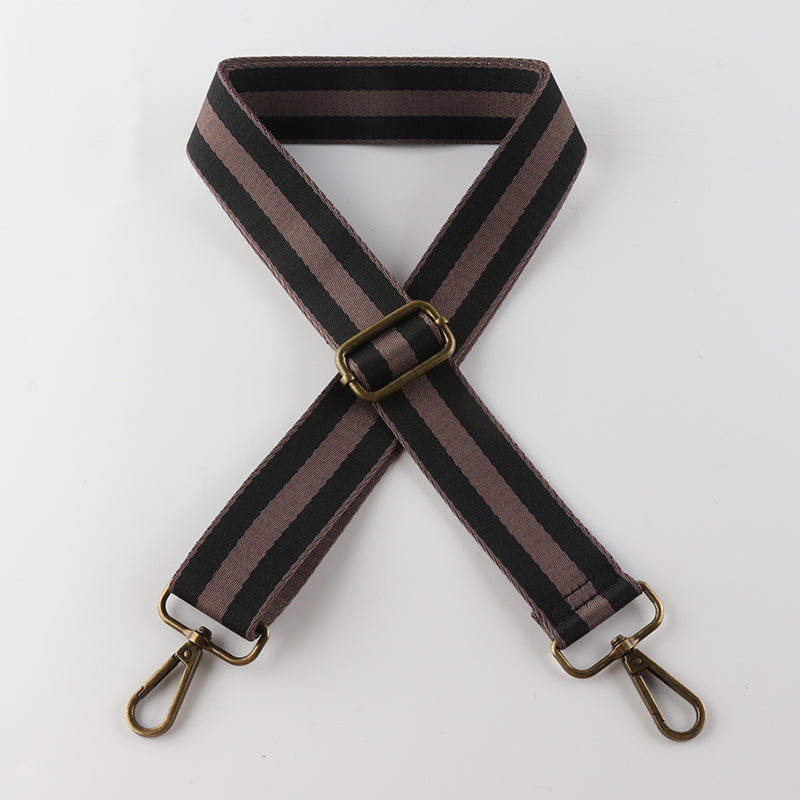 Colorful Black Edge Stripes Bronze Buckle Shoulder Straps