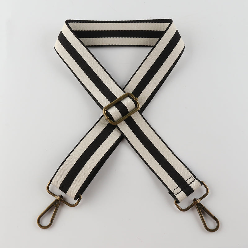 Colorful Black Edge Stripes Bronze Buckle Shoulder Straps