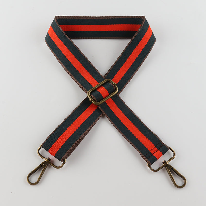 Colorful Black Edge Stripes Bronze Buckle Shoulder Straps
