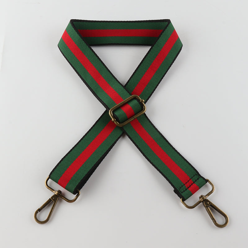Colorful Black Edge Stripes Bronze Buckle Shoulder Straps
