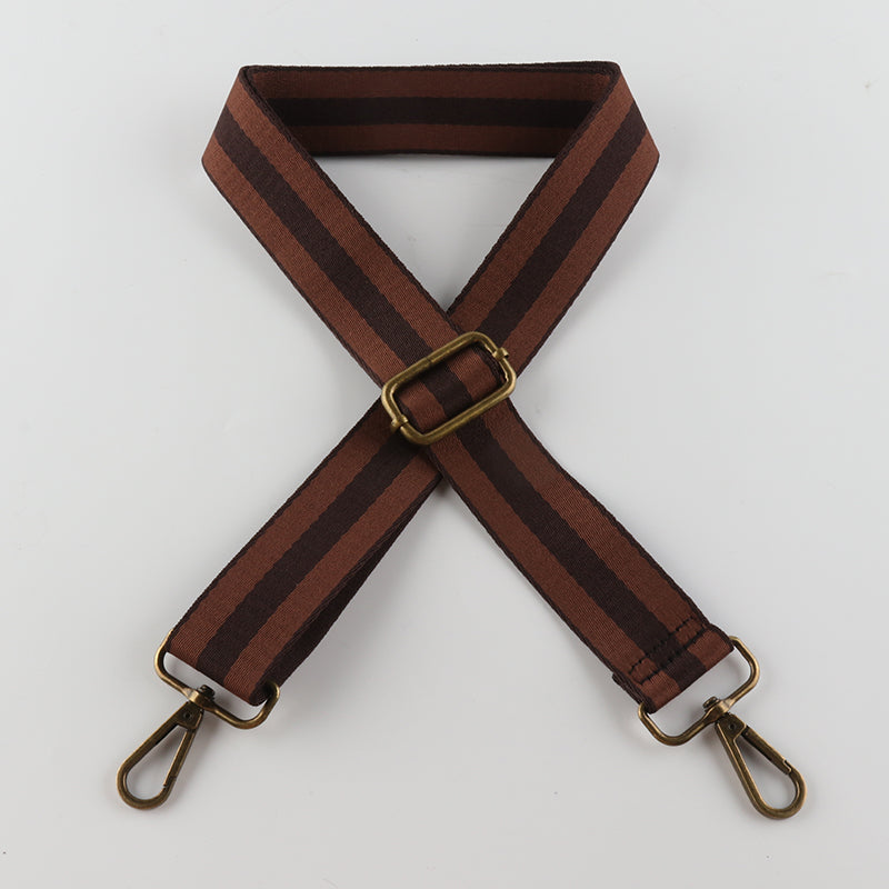 Colorful Black Edge Stripes Bronze Buckle Shoulder Straps