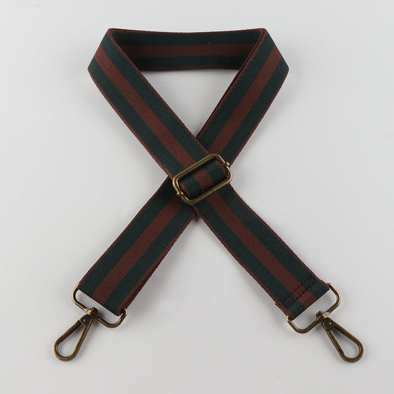 Colorful Black Edge Stripes Bronze Buckle Shoulder Straps