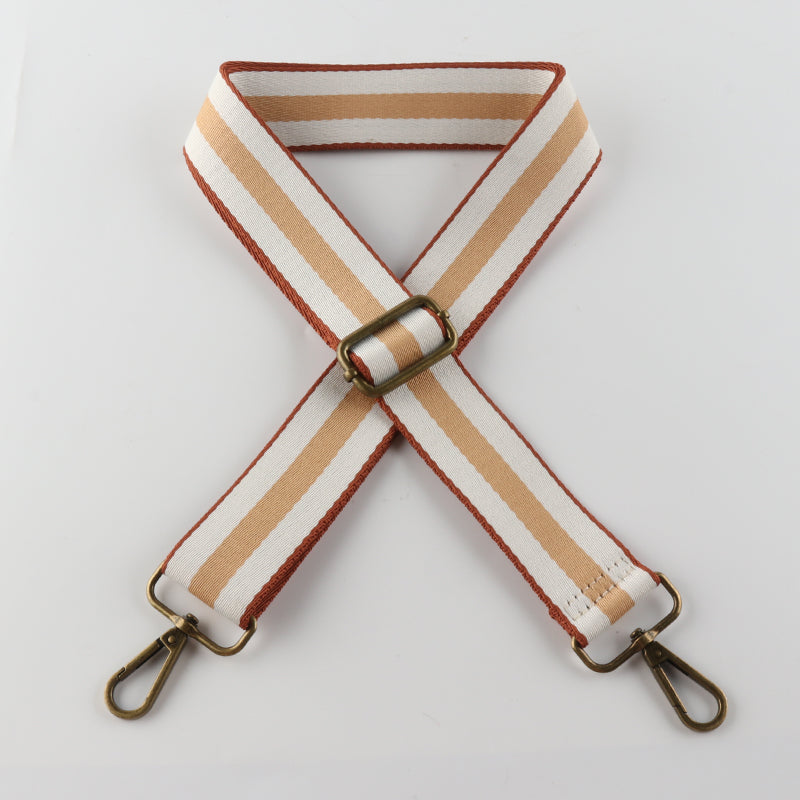 Colorful Black Edge Stripes Bronze Buckle Shoulder Straps
