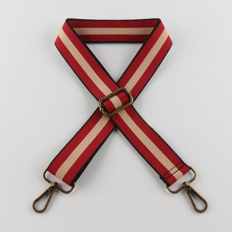 Colorful Black Edge Stripes Bronze Buckle Shoulder Straps