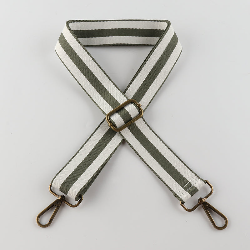Colorful Black Edge Stripes Bronze Buckle Shoulder Straps