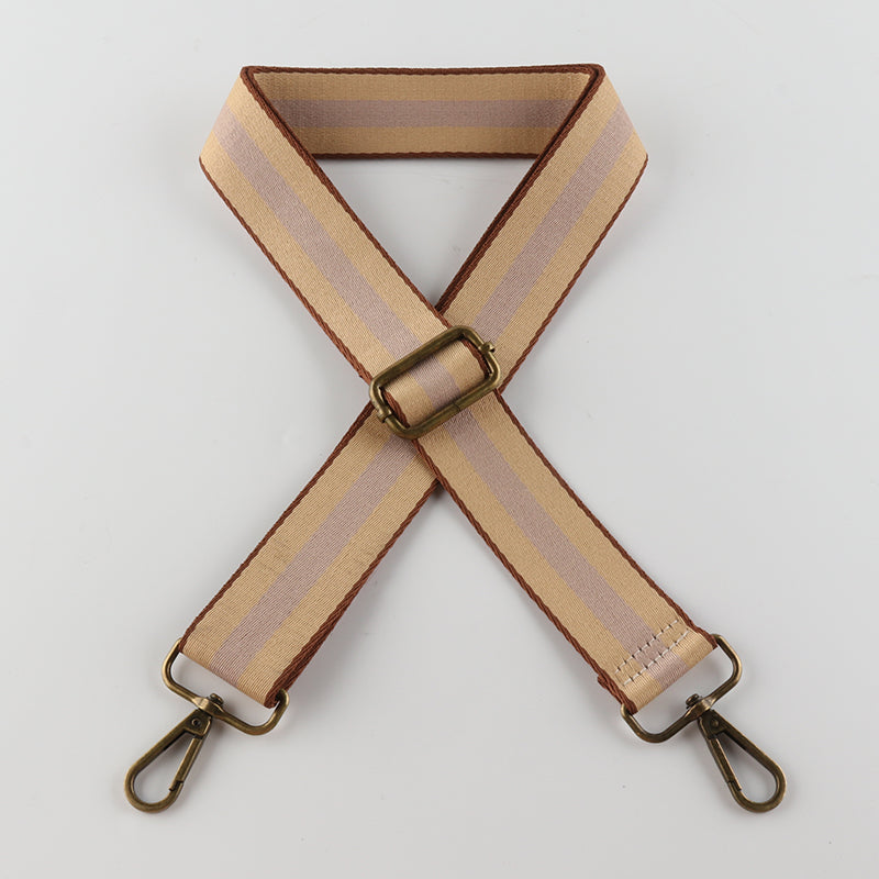 Colorful Black Edge Stripes Bronze Buckle Shoulder Straps