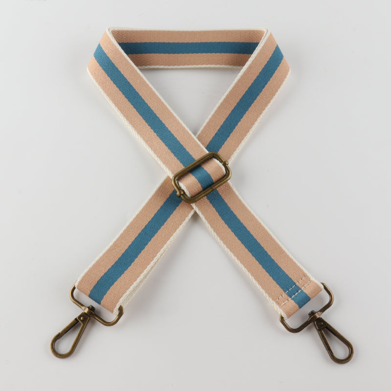 Colorful Black Edge Stripes Bronze Buckle Shoulder Straps