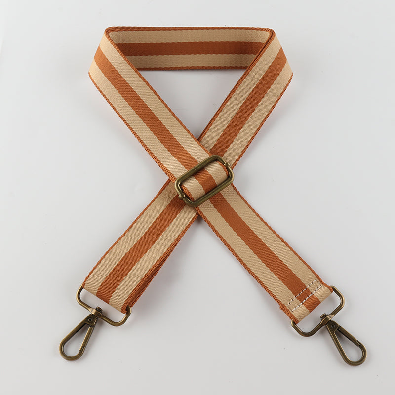 Colorful Black Edge Stripes Bronze Buckle Shoulder Straps