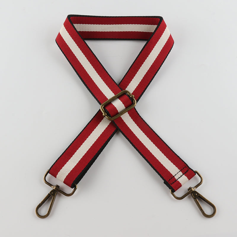 Colorful Black Edge Stripes Bronze Buckle Shoulder Straps
