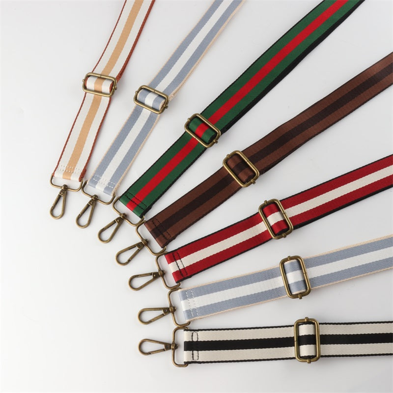 Colorful Black Edge Stripes Bronze Buckle Shoulder Straps