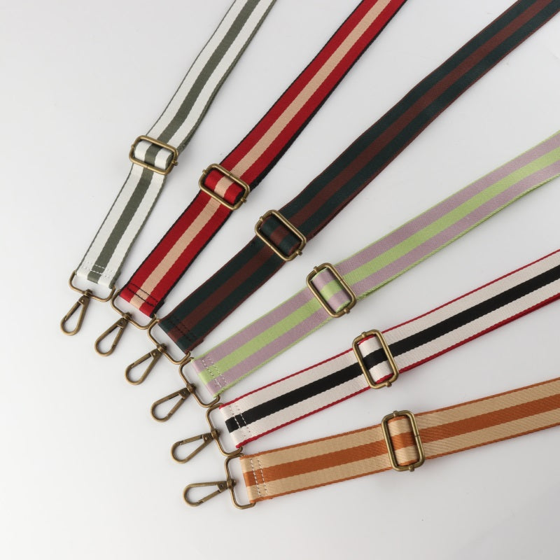 Colorful Black Edge Stripes Bronze Buckle Shoulder Straps