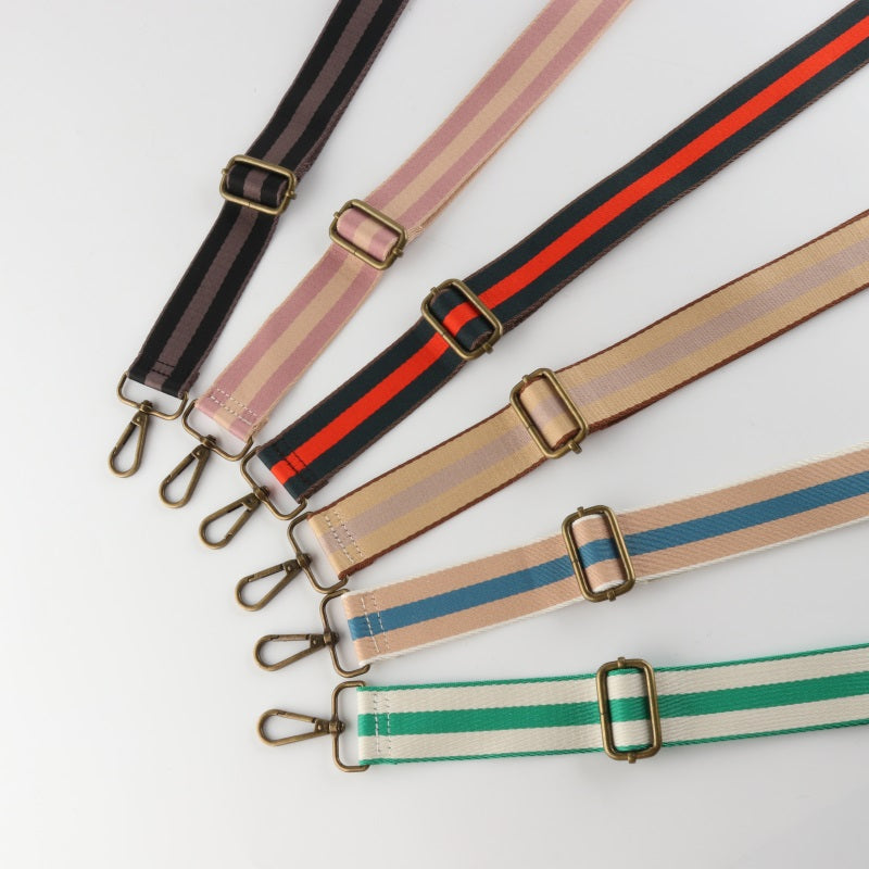 Colorful Black Edge Stripes Bronze Buckle Shoulder Straps