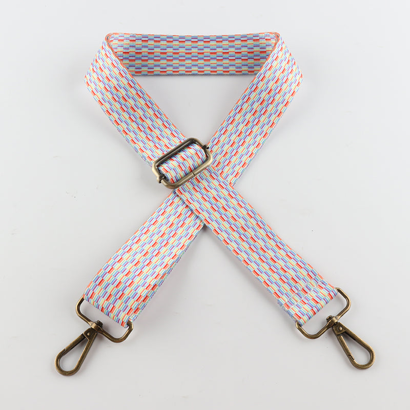 Multicolor Graphic Geometric Print Bronze Buckle Shoulder Straps
