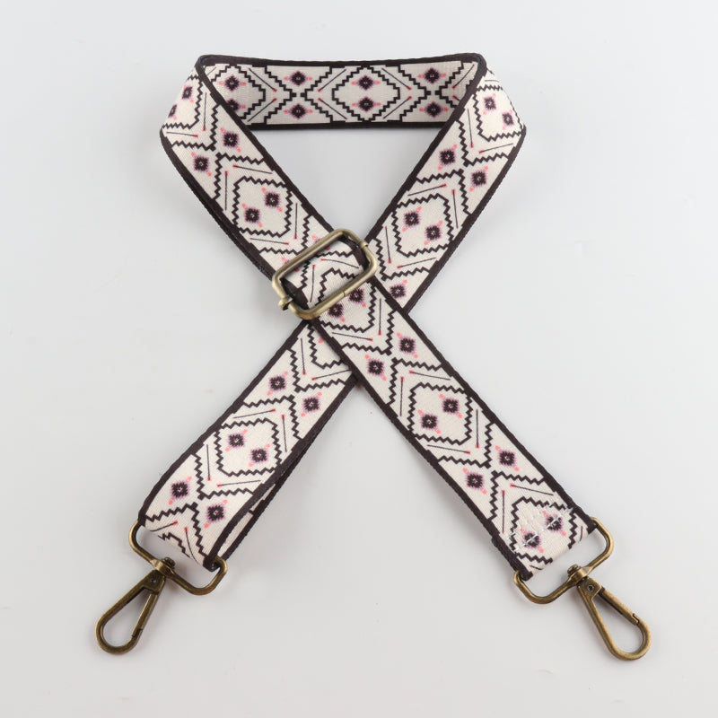 Multicolor Graphic Geometric Print Bronze Buckle Shoulder Straps