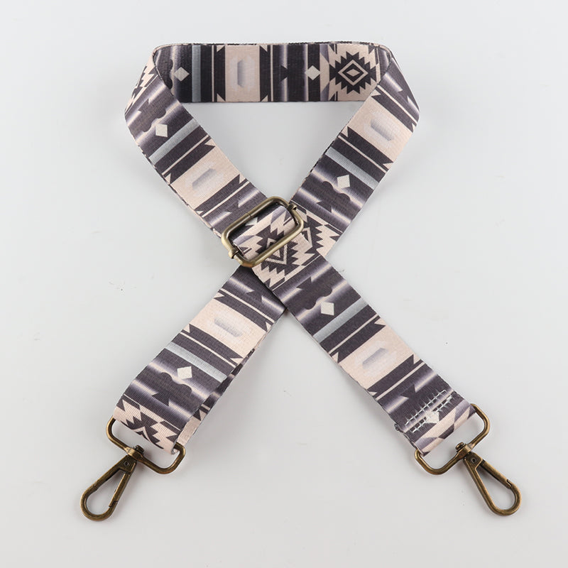 Multicolor Graphic Geometric Print Bronze Buckle Shoulder Straps
