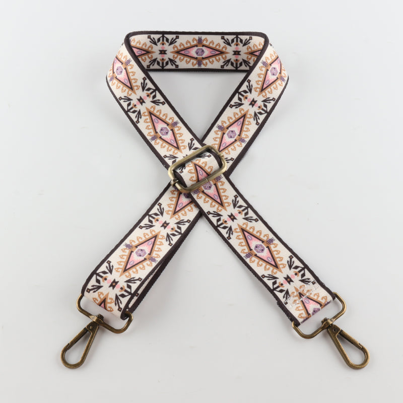 Multicolor Graphic Geometric Print Bronze Buckle Shoulder Straps