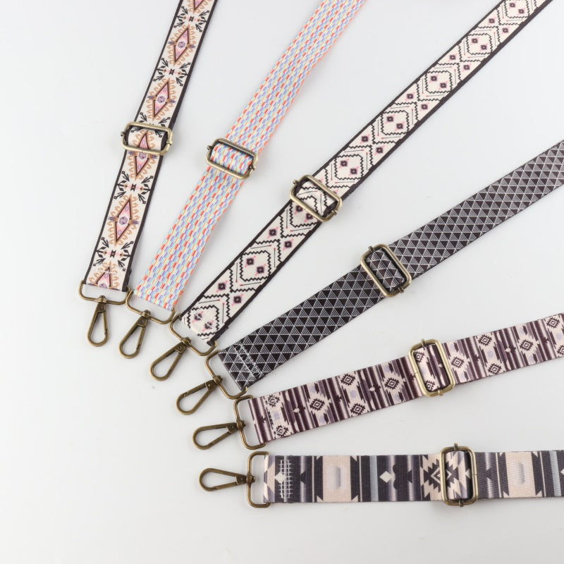 Multicolor Graphic Geometric Print Bronze Buckle Shoulder Straps