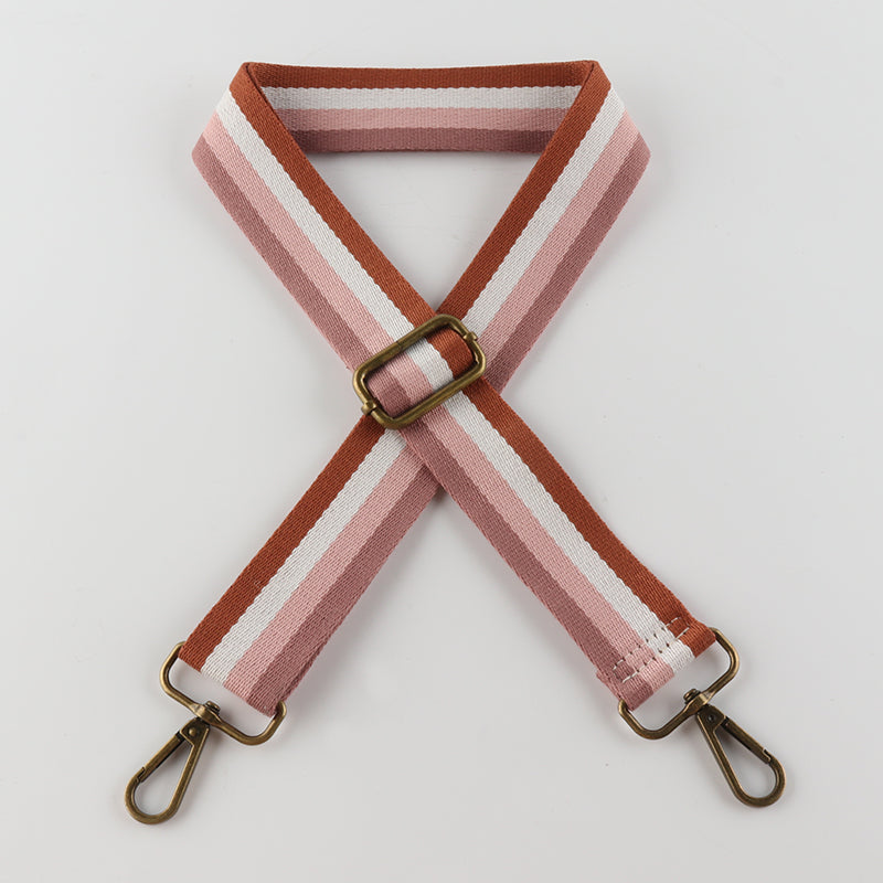 Four-color Vertical Stripes Bronze Buckle Shoulder Straps