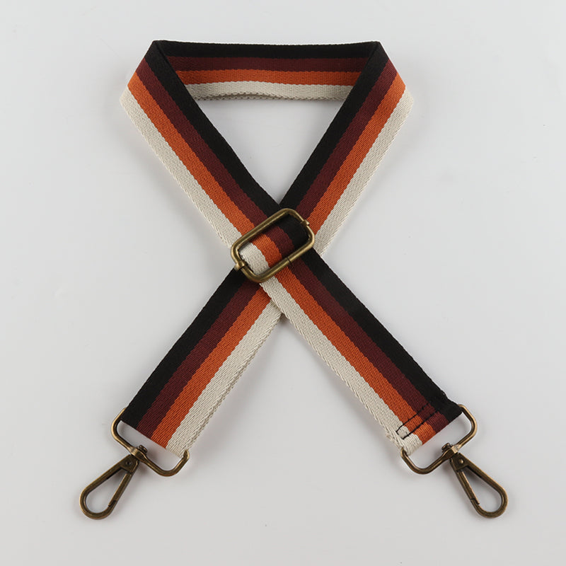 Four-color Vertical Stripes Bronze Buckle Shoulder Straps