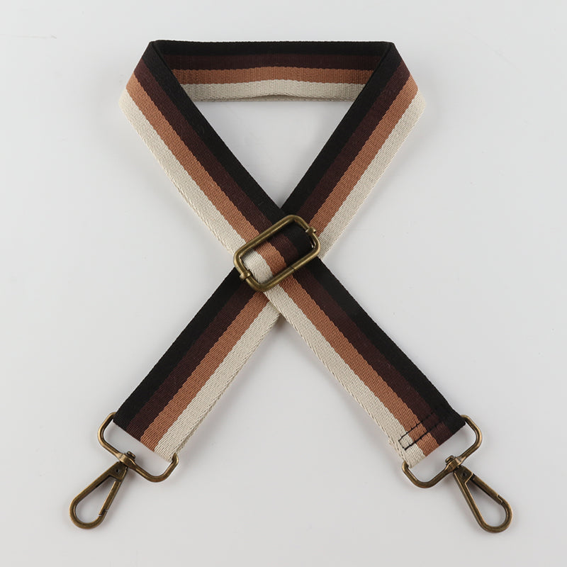 Four-color Vertical Stripes Bronze Buckle Shoulder Straps