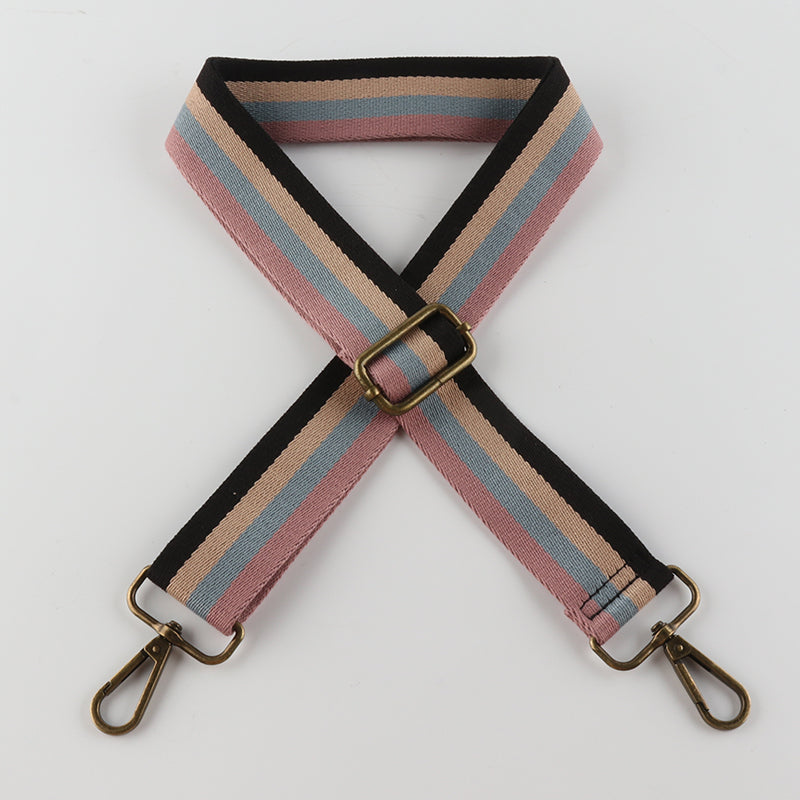 Four-color Vertical Stripes Bronze Buckle Shoulder Straps