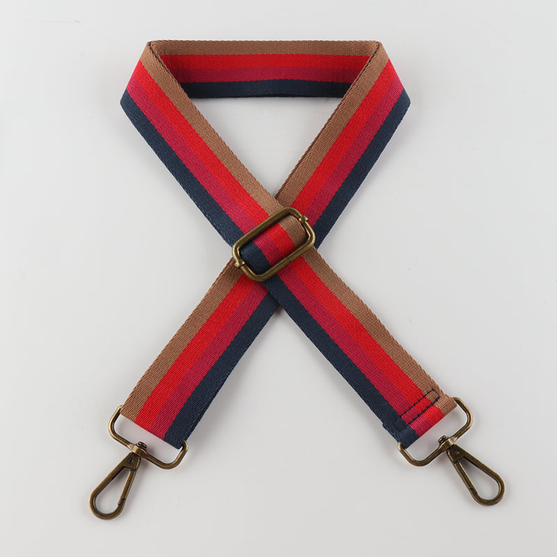 Four-color Vertical Stripes Bronze Buckle Shoulder Straps