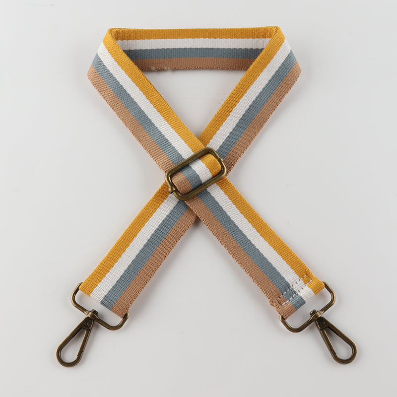 Four-color Vertical Stripes Bronze Buckle Shoulder Straps