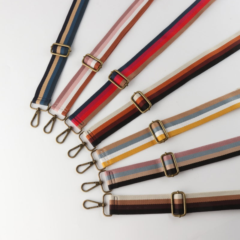 Four-color Vertical Stripes Bronze Buckle Shoulder Straps