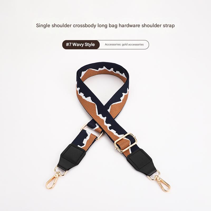 Colorful mountain pattern bag strap with Leather Head